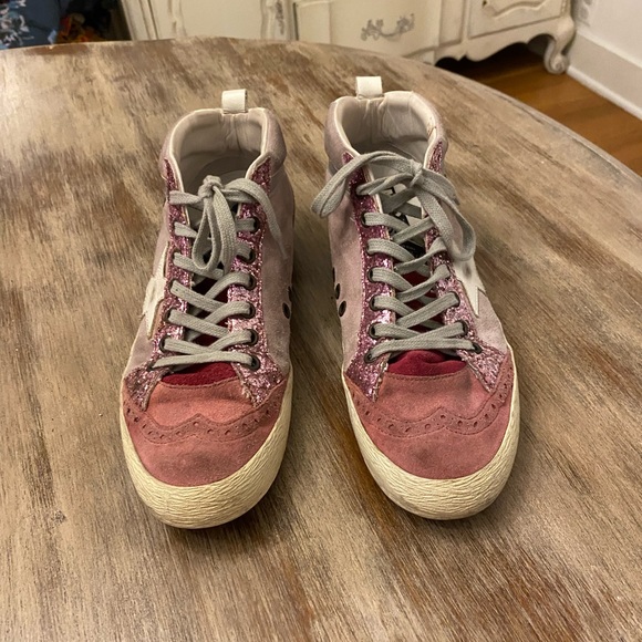 Rare Unicorn Pink Red Glitter Golden Goose Midstars Size 40 - Picture 5 of 7